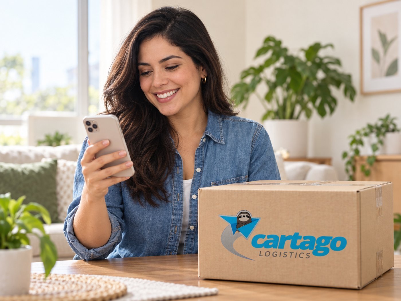 Cliente revisando su envio de Cartago Logistics